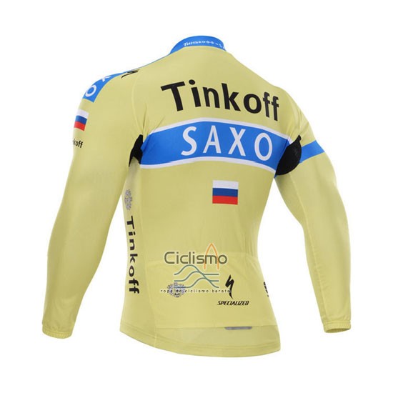 Tinkoff Saxo Bank Ropa Ciclismo Culotte Largo 2015 Mangas Largas Azur y AMarillo